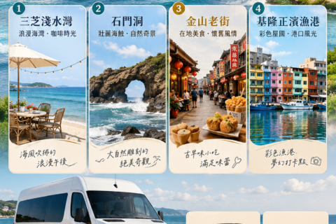 台北包車一日遊｜網美與大自然雙贏！北海岸「三芝淺水灣 ➔ 石門洞 ➔ 金山老街 ➔ 基隆正濱漁港」極致海景路線全攻略